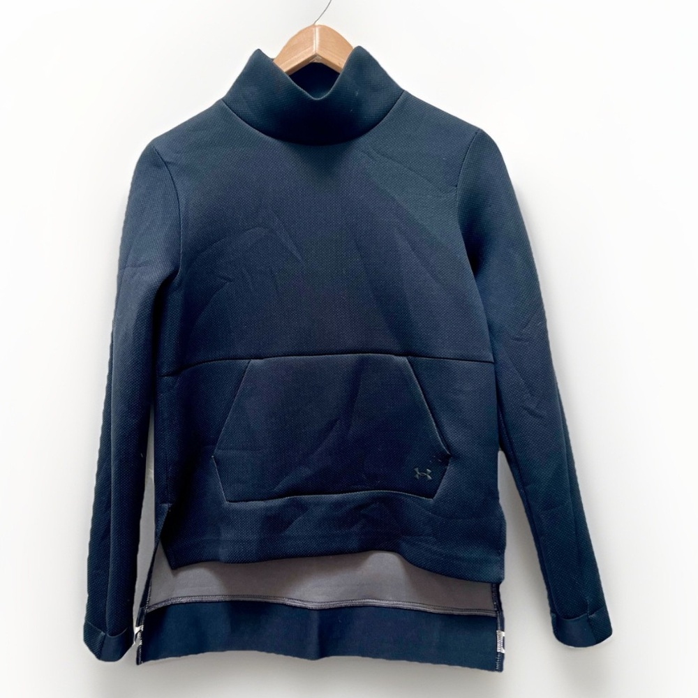 Under Armour Pullover Mock Neck Sweatshirt Top Pocket Womens XS Athleisure Black